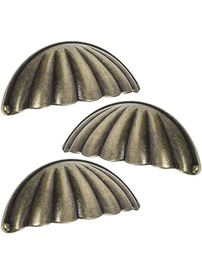 Vintage Semi Circle Shell Pattern Zinc Alloy Cabinet Knobs Drawer Pulls Antique Bronze Finish 3 Pack - Image 1