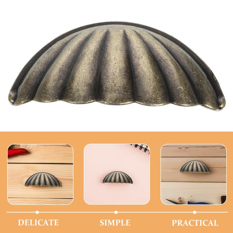 Vintage Semi Circle Shell Pattern Zinc Alloy Cabinet Knobs Drawer Pulls Antique Bronze Finish 3 Pack - Image 4
