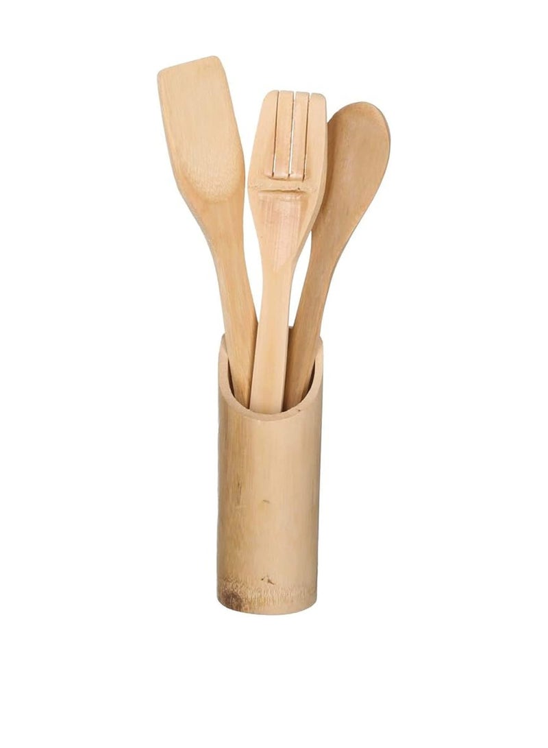 Cooking wood spoon set with  holder 6 piece  - Image 2