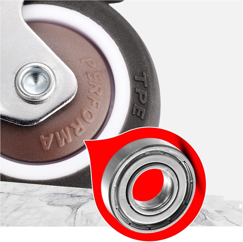 Castor Wheels Heavy Duty TPE Rubber Swivel Trolley Furniture Caster Shopping Cart Wheel M10x25mm Threaded Stem Replacement Casters,for Baby Bed,Furniture Cabinet,Table,4 Pcs (Unive - Image 3