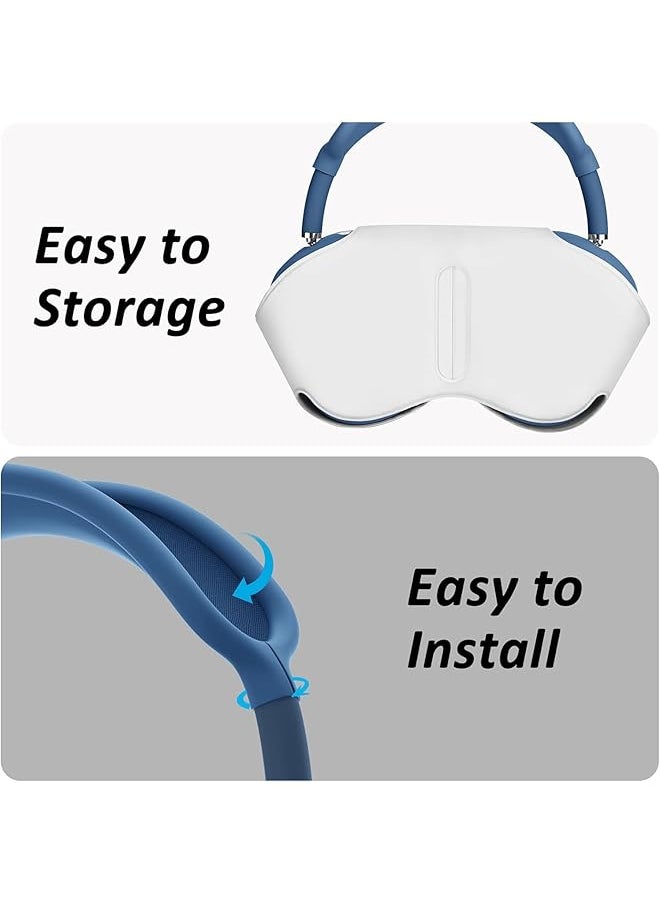 erorex - 4 In 1 Clear Silicone Case Cover For Airpods Max Headphones Soft Tpu Ear Cups Cover Ear Pad Case Cover Headband Cover Protective Skin Kit Compatible For Airpods Max Accessories Blue - Image 1