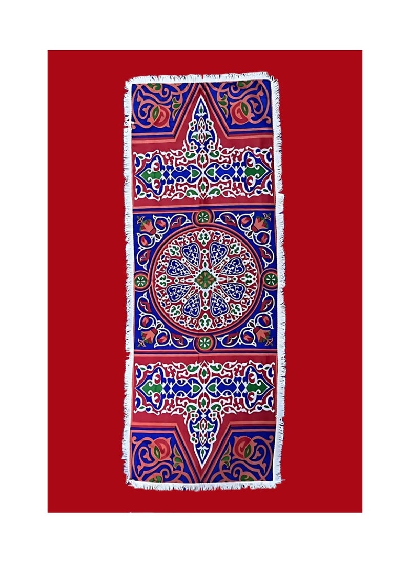 ماركة غير محددة مفرش ترابيزة بتصميم خيامي لرمضان مصنوع من مزيج القطن مع طرف مزين بلون احمر - 100* 150 
