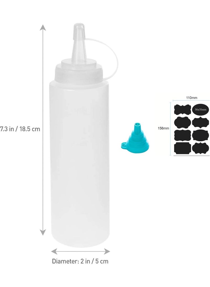 ChicAbode 5 Pack 8 Ounce Plastic Squeeze Dispensing Bottles with Leak-Proof White Cap - Good For Holding All Condiments, Seasoning, Sauce Crafts, Art, Glue, Multi Purpose (No-Leak, BPA Free) - Image 2