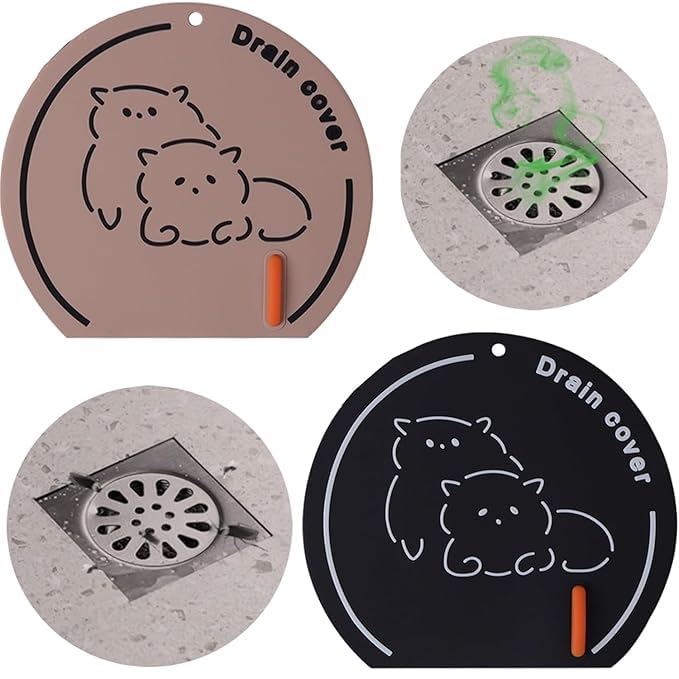 CLICKSWIFT Floor Drain Deodorant Pad Kitchen Sink Strainer, Toilet Pad, Bathroom Anti-Odour Sewer Cover Stopper Kitchen and Tub Drain Plug for Easy Water Control, Multicolour, Set of 2 - Image 1
