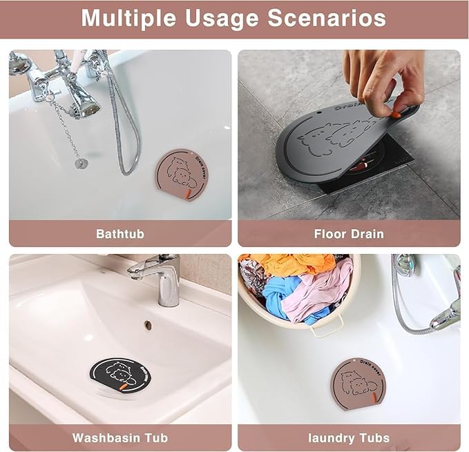 CLICKSWIFT Floor Drain Deodorant Pad Kitchen Sink Strainer, Toilet Pad, Bathroom Anti-Odour Sewer Cover Stopper Kitchen and Tub Drain Plug for Easy Water Control, Multicolour, Set of 2 - Image 5