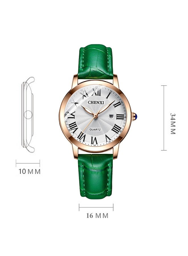 Loquat Women's Classic Wrist Watch  Gold/Green - Image 3