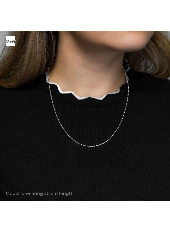 Amberta 925 Sterling Silver 2 Mm Ball Chain Necklace Length 28" Inch / 70 Cm (28) - Image 2