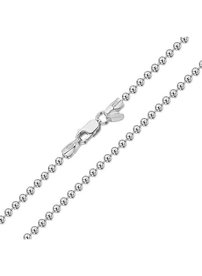 Amberta 925 Sterling Silver 2 Mm Ball Chain Necklace Length 28" Inch / 70 Cm (28) - Image 1
