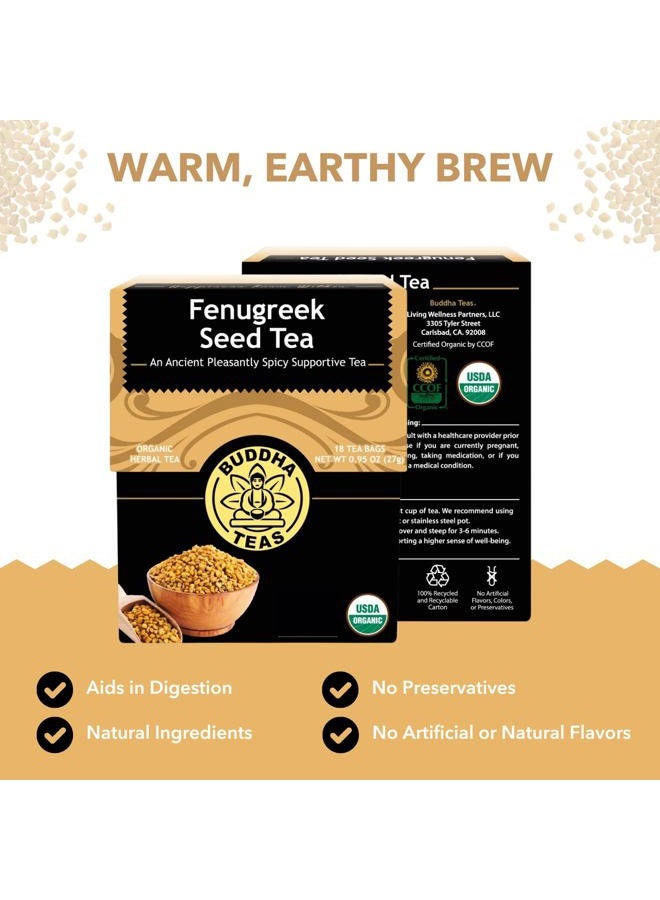 BUDDHA TEAS شاي بذور الحلبة العضوية - كوشير، خالي من الكافيين، خالي من الكائنات المعدلة وراثيًا - 18 كيس شاي خالي من التبييض - Image 2