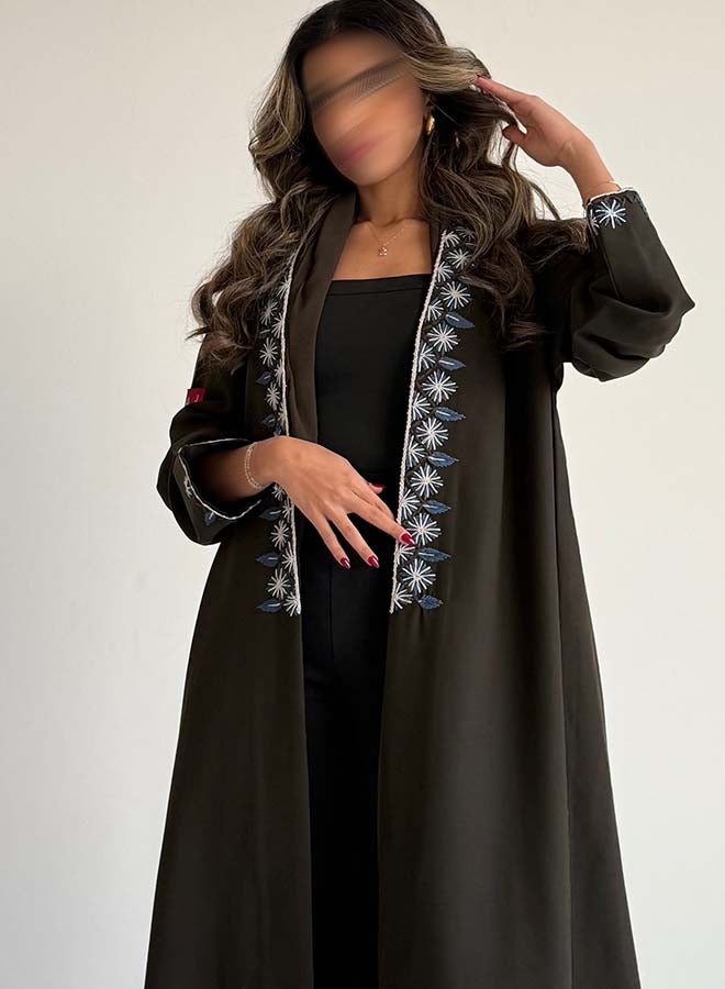 آية MWT677 عباية زيتي تطريز - Image 2