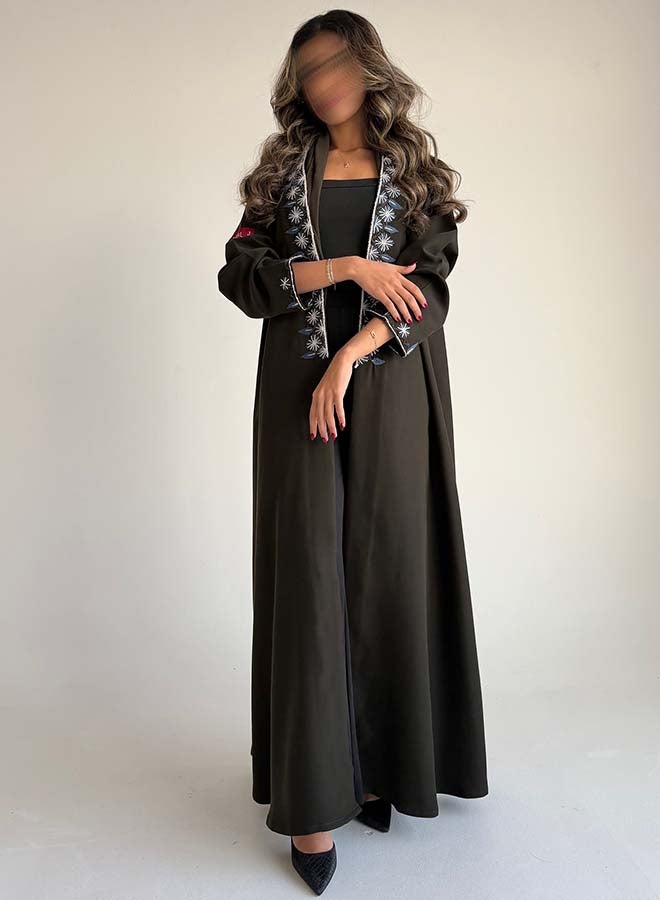 آية MWT677 عباية زيتي تطريز - Image 3