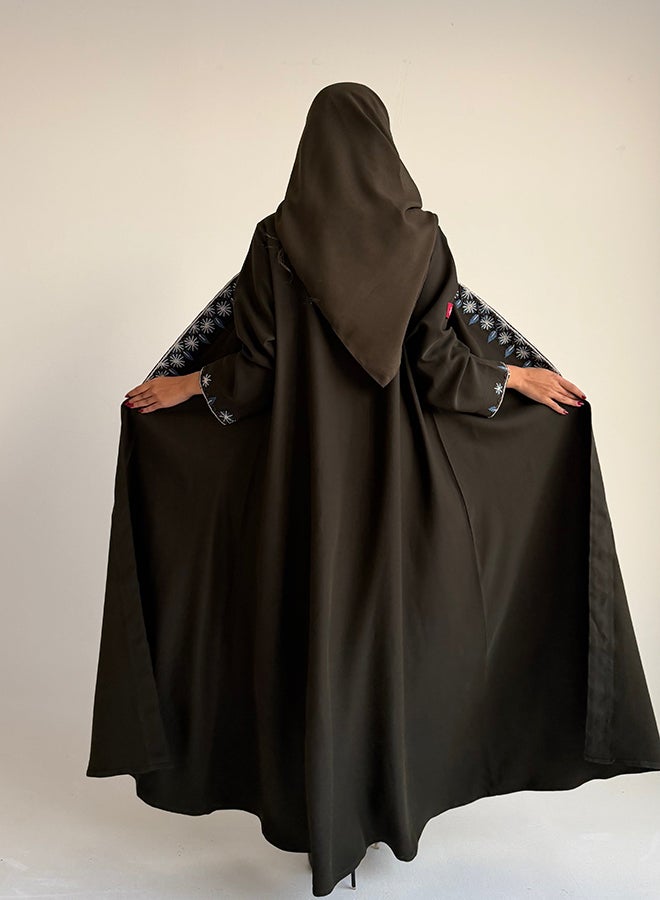 آية MWT677 عباية زيتي تطريز - Image 5