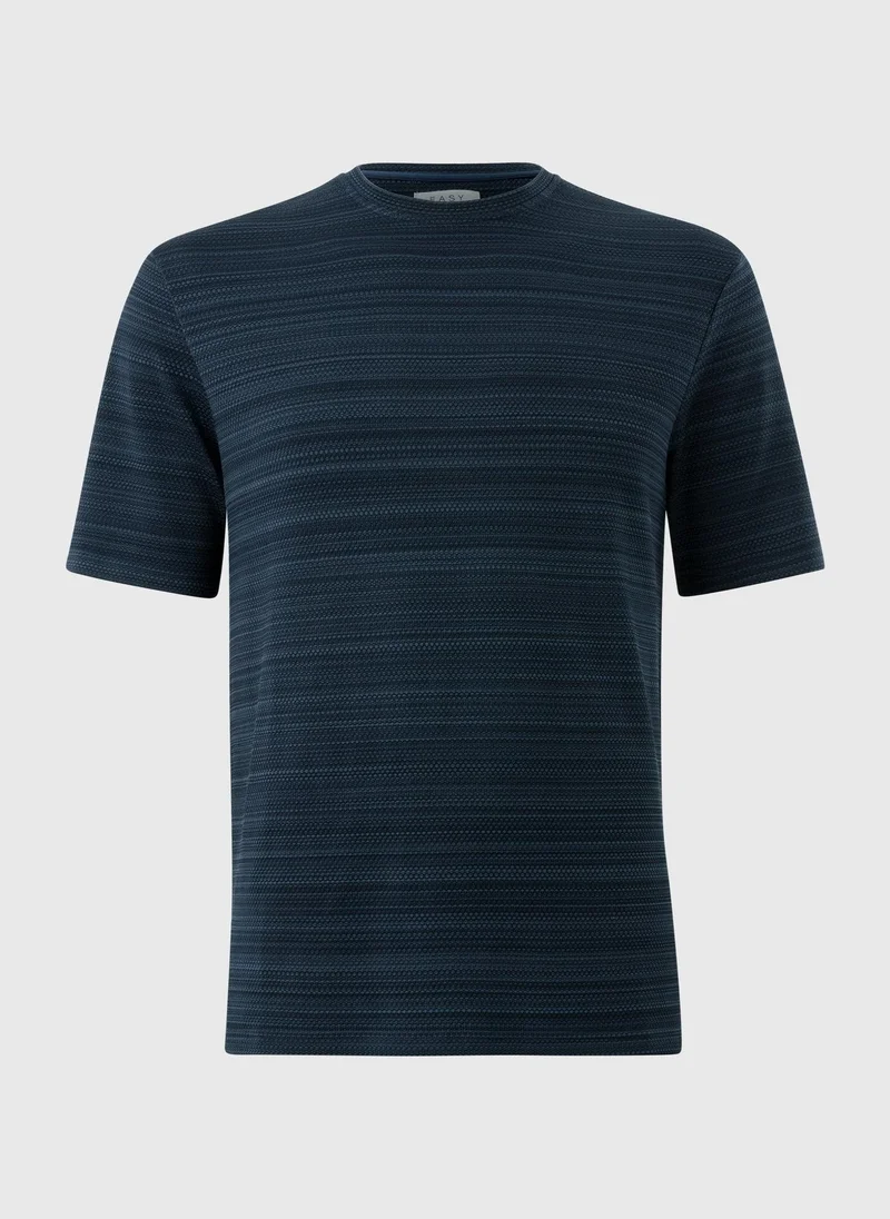 Navy Smart Textured T-Shirt