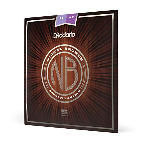 D'Addario Acoustic Guitar Strings, Nickel Bronze, NB1152, Custom Light Gauge 11-52, 6-String Set, Pack of 1 - Image 1