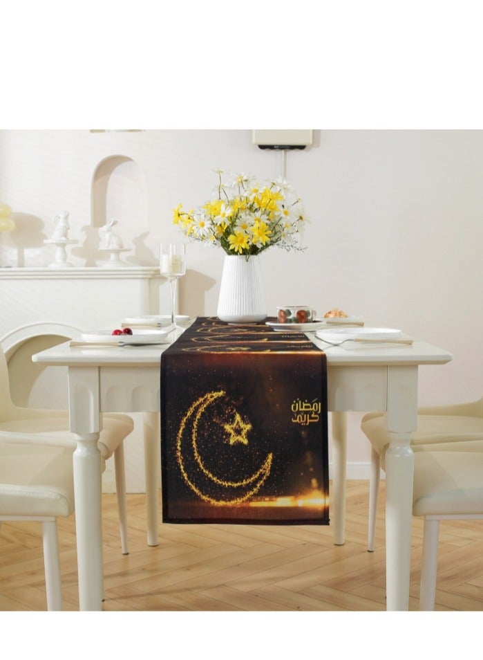 Y&D Ramadan Kareem Table Runner Table Decorations - Islamic Ramadan Table Runner - Muslim Eid Mubarak Party Home Kitchen Dining Room Table - Image 2