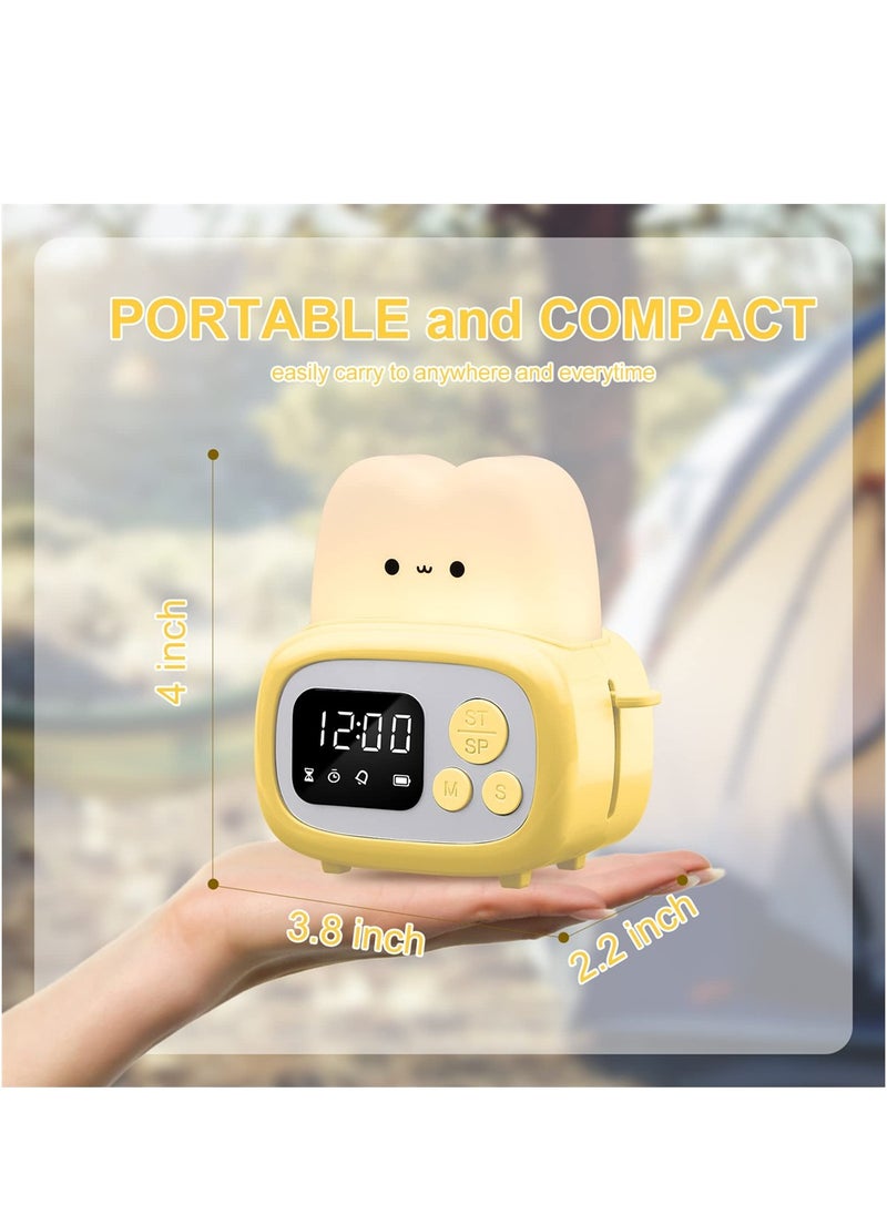 SYOSI - Kids Toaster Alarm Clock, Cute Timer with Clock and Night Light, Mini Toaster Shape lamp with LED Alarm Clock Timer for Kids and Adults, Dimmable Bedside Lamp Birthday Gifts Ideal for Children - Image 1