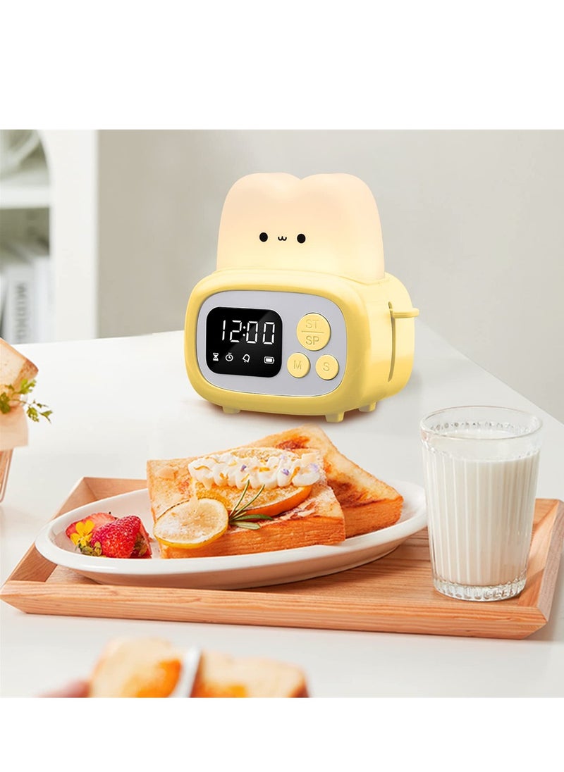 SYOSI - Kids Toaster Alarm Clock, Cute Timer with Clock and Night Light, Mini Toaster Shape lamp with LED Alarm Clock Timer for Kids and Adults, Dimmable Bedside Lamp Birthday Gifts Ideal for Children - Image 1