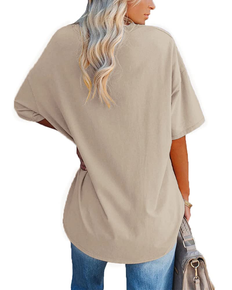 Ebifin Womens Oversized Tshirts V Neck Tee Shirts Half Sleeve Loose Fit T Shirt Cotton Tunic Tops 2025 - Image 2