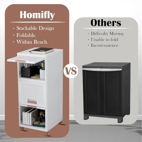 HOMIFLY 3 Tier Organizer for Clothes/Modular Kitchen Storage Rack/Modular Wardrobe for Cloth/Space Saving Closet for Bedroom-Living Room/Stackable Cabinet/Almirah for Home(White) - Image 5