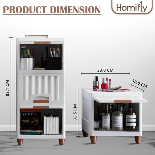 HOMIFLY 3 Tier Organizer for Clothes/Modular Kitchen Storage Rack/Modular Wardrobe for Cloth/Space Saving Closet for Bedroom-Living Room/Stackable Cabinet/Almirah for Home(White) - Image 2