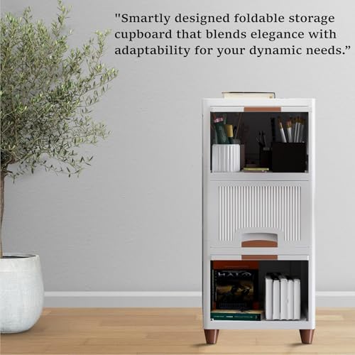 HOMIFLY 3 Tier Organizer for Clothes/Modular Kitchen Storage Rack/Modular Wardrobe for Cloth/Space Saving Closet for Bedroom-Living Room/Stackable Cabinet/Almirah for Home(White) - Image 4