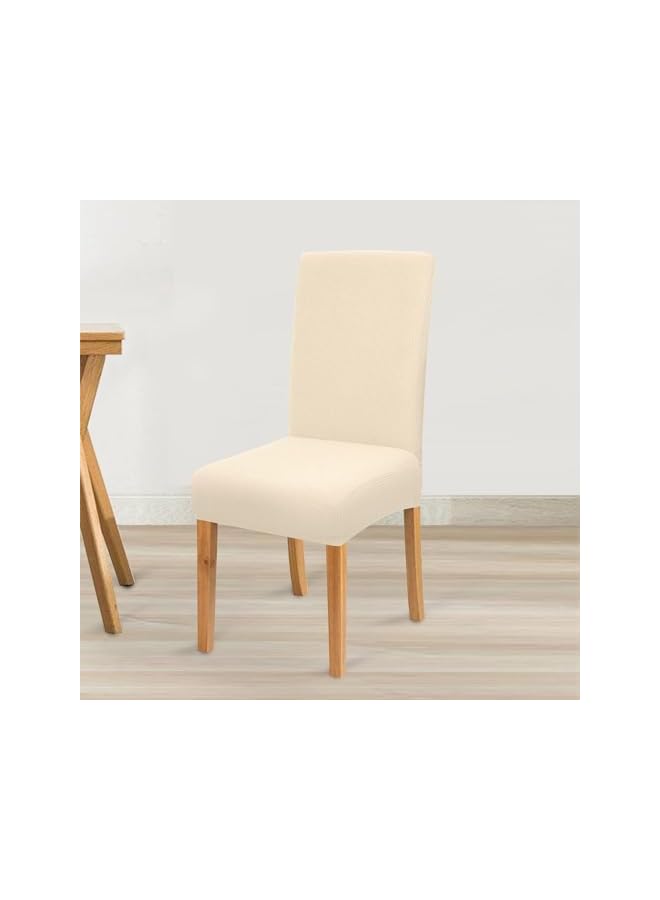 The Bros أغطية كراسي طعام مقاومة للماء مجموعة من 4، أغطية كراسي عالية مرنة لغرفة الطعام، واقي كراسي قابل للغسل والإزالة للحفلات، المطبخ، الحفلات، الفندق (بيج-6 قطع) - Image 4