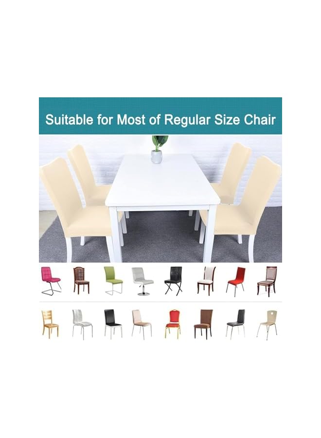 The Bros أغطية كراسي طعام مقاومة للماء مجموعة من 4، أغطية كراسي عالية مرنة لغرفة الطعام، واقي كراسي قابل للغسل والإزالة للحفلات، المطبخ، الحفلات، الفندق (بيج-6 قطع) - Image 5
