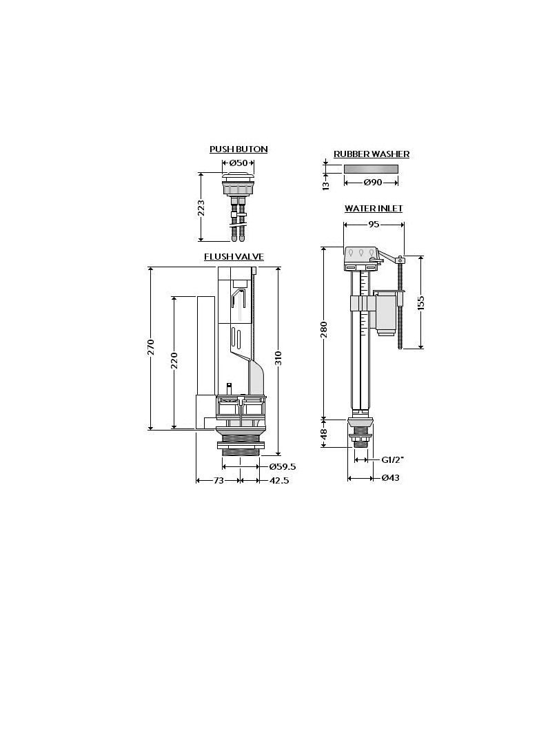 AQUAECO Bottom Inlet Mechanism AQE-T001-BI White  - Image 3