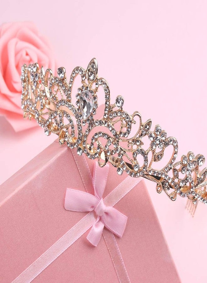 Didder Gold Crystal Tiara Crown Headband Princess Elegant Crown with combs for Women Girls Bridal Wedding Prom Birthday Party - Image 5