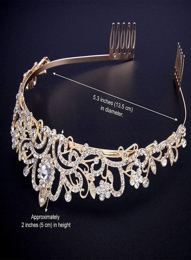 Didder Gold Crystal Tiara Crown Headband Princess Elegant Crown with combs for Women Girls Bridal Wedding Prom Birthday Party - Image 4