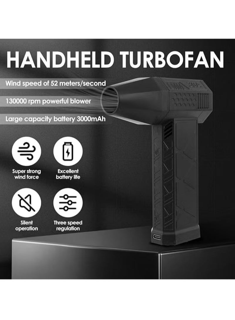 TIGER Mini Turbo Jet Fan 130,000RPM 52m/s – Powerful 3000mAh Wireless Portable Handheld Fan for Cleaning, Camping, Outdoor Use, High-Speed Airflow, Compact Design - Image 4