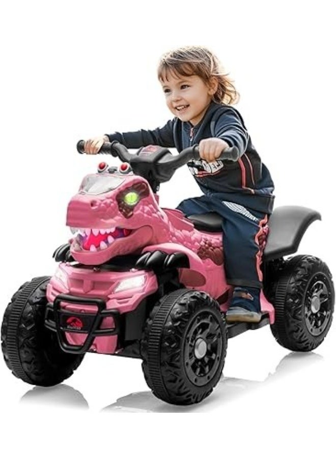 Track Seven 12V Kids Dinosuar Ride on ATV, Ride on Toy, Dinosaur Design Quad 4 Wheeler, Music Early Education Function, Power Display, Safe Driving, Outdoor Toys for Boys Girls - Image 1