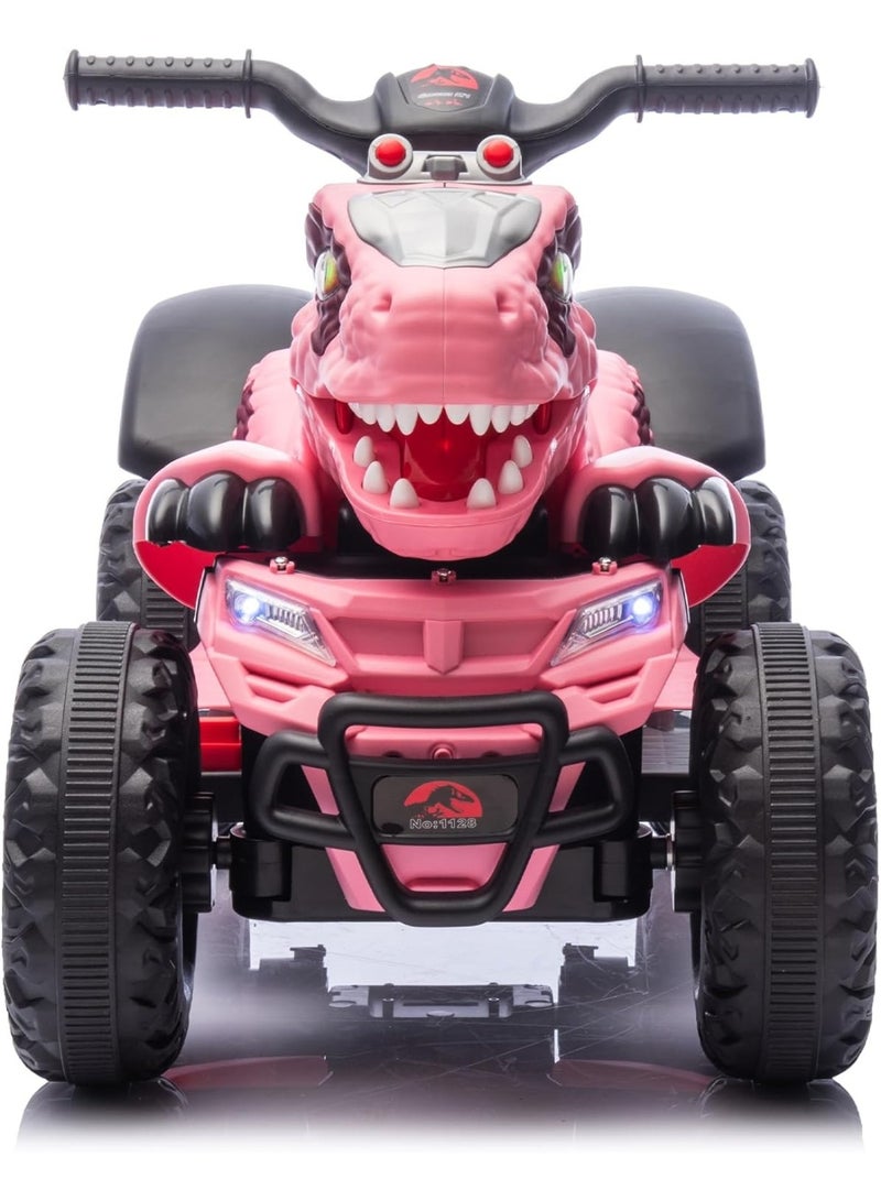 Track Seven 12V Kids Dinosuar Ride on ATV, Ride on Toy, Dinosaur Design Quad 4 Wheeler, Music Early Education Function, Power Display, Safe Driving, Outdoor Toys for Boys Girls - Image 2