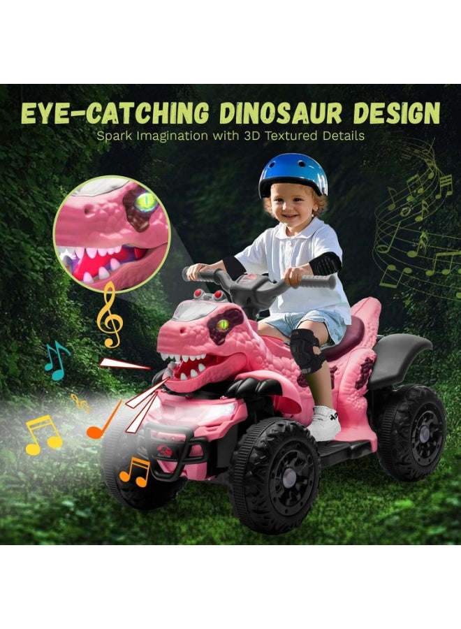 Track Seven 12V Kids Dinosuar Ride on ATV, Ride on Toy, Dinosaur Design Quad 4 Wheeler, Music Early Education Function, Power Display, Safe Driving, Outdoor Toys for Boys Girls - Image 3
