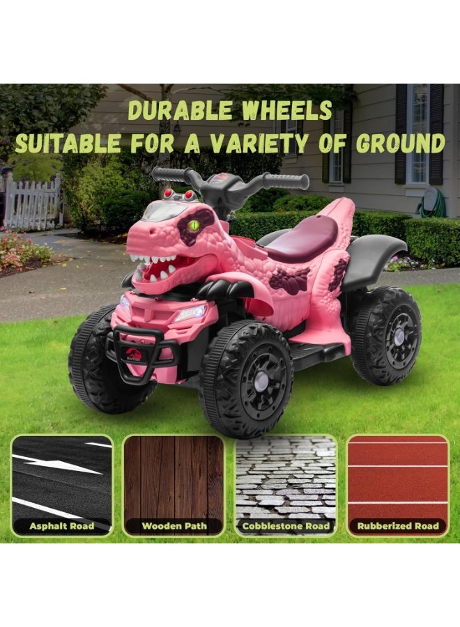 Track Seven 12V Kids Dinosuar Ride on ATV, Ride on Toy, Dinosaur Design Quad 4 Wheeler, Music Early Education Function, Power Display, Safe Driving, Outdoor Toys for Boys Girls - Image 4