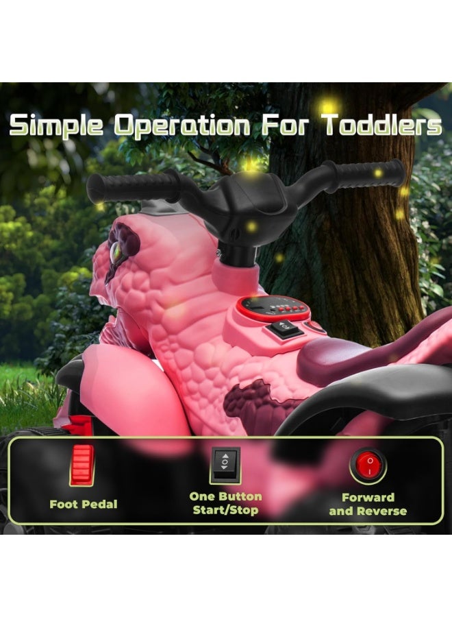 Track Seven 12V Kids Dinosuar Ride on ATV, Ride on Toy, Dinosaur Design Quad 4 Wheeler, Music Early Education Function, Power Display, Safe Driving, Outdoor Toys for Boys Girls - Image 5