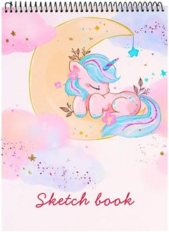 Mr Pen Cute Unicorn Sketch Book A4 Size, Spiral Bound Sketchpad, Sketching and Drawing Paper, 100 Pages, 100 GSM, (8.3 x 11.7 inches) (Design 1)