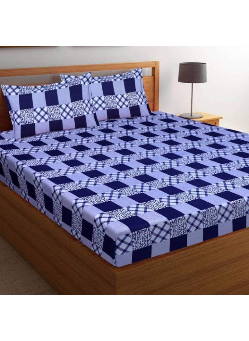 New panipat textile zone New panipat textile zone Microfiber Double Bedsheet with 2 Pillow Covers Multicolour 90 x 92 inch  - Image 1