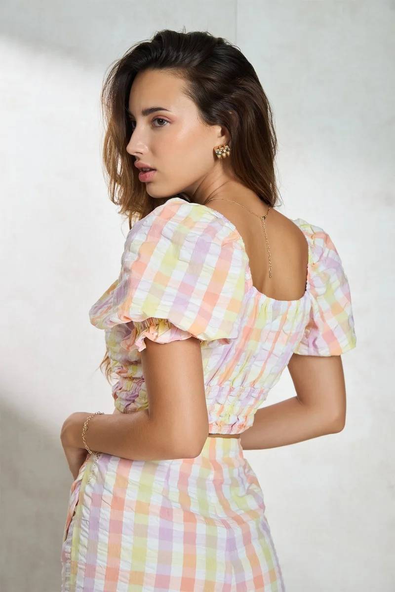 Virgio  VIRGIO 100% Cotton Gingham Crop Top for Women | Best Price UAE