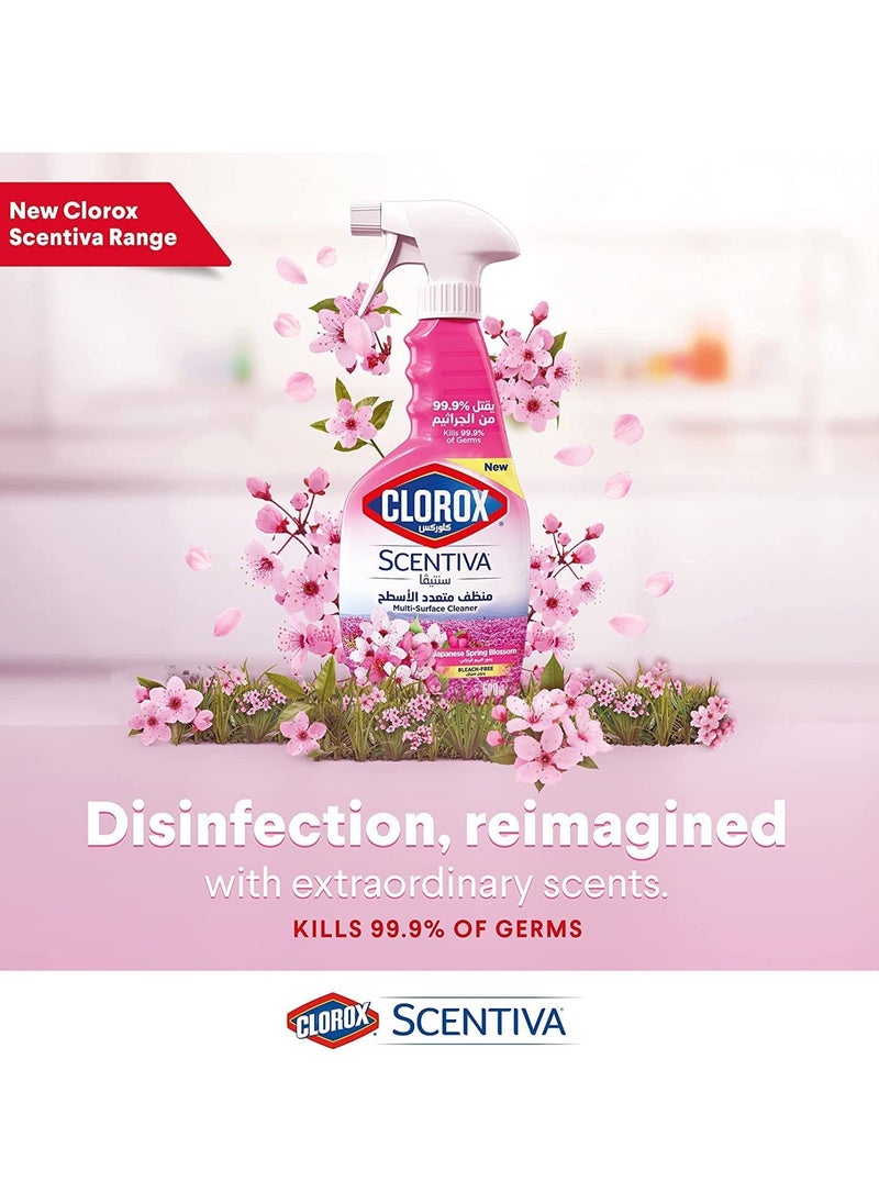 Clorox Scentiva Multi-Surface Cleaner Japanese Spring Blossom Bleach Free Disinfectant Spray 500ml  - Image 2