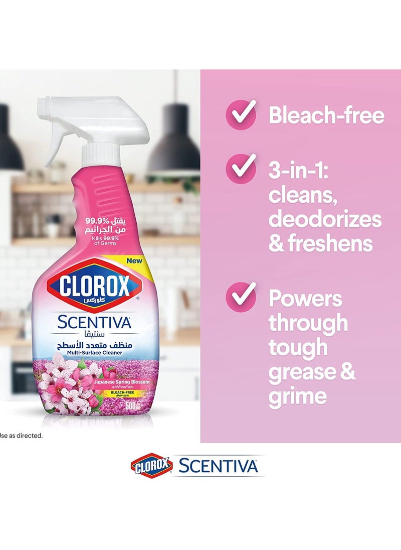 Clorox Scentiva Multi-Surface Cleaner Japanese Spring Blossom Bleach Free Disinfectant Spray 500ml  - Image 5