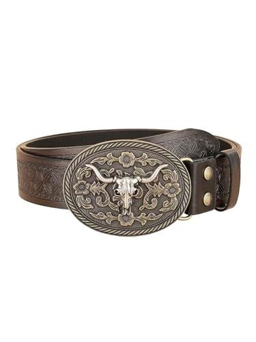 Verdusa Women's Vintage Western Leather Buckle Belt Coffee Brown Suit Waistline 29″-33″ - Image 4
