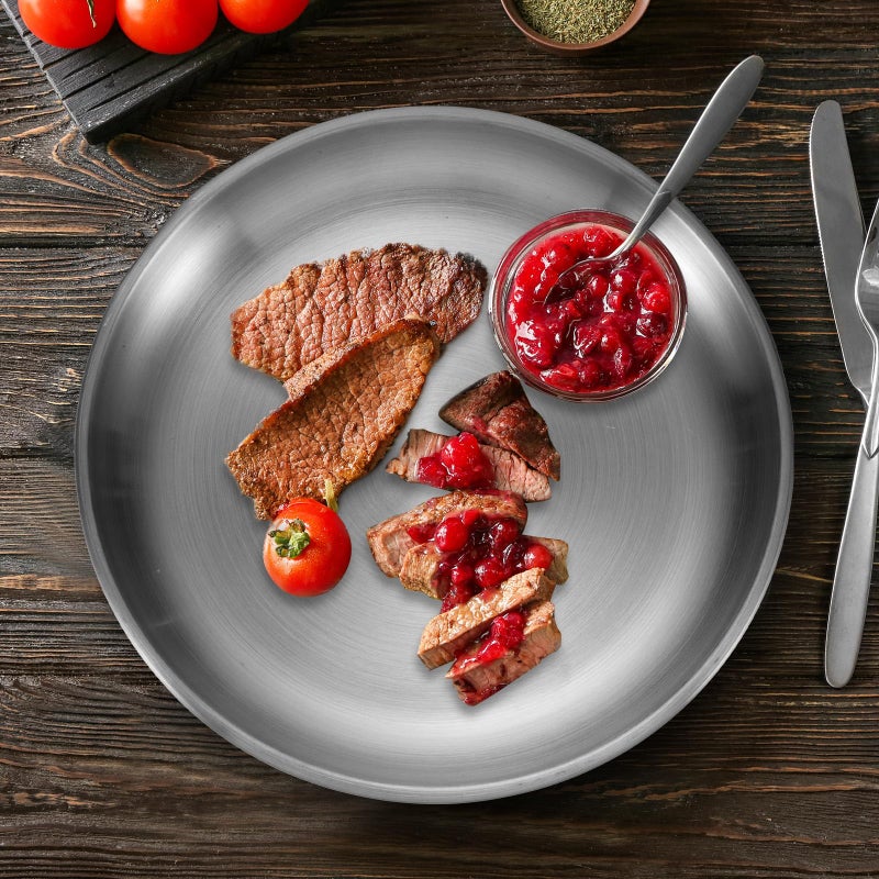 uxcell 4Pcs Stainless Steel Dinner Plates, 5.5" Round Serving Plate Dishes Set Flat Metal Dinner Dishes Plate for Restaurants Kitchen Dessert Salad Food Outdoor Camping, Gold - Image 5
