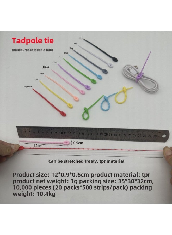 Loquat Color Tadpole Silicone Cable Tie 12 15 18cm Lanyard Winder Packaging Cable Tie With Data Cable Storage Rope-Color:180mm. Grey - Image 2