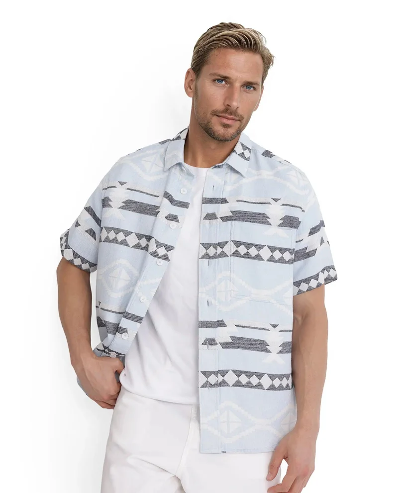Rare Rabbit Men's Jacquard Boxy Fit Shirt