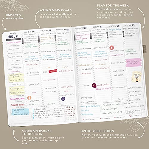 Legend Planner PRO Hourly Schedule - Weekly & Daily Organizer with Time Slots. Appointment Book Journal for Work & Personal, A4 (Seashell) - Image 3