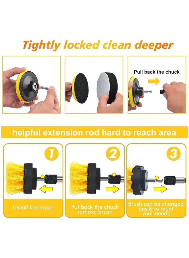 45 PCS Drill Brush Attachment Set All Purpose Power Clean Scrubber Brush Scrub Pads with Extend Long Attachment Scouring Pads and Sponge for Bathroom Kitchen, Grout, Tub Tile, Corners, Auto - Image 5