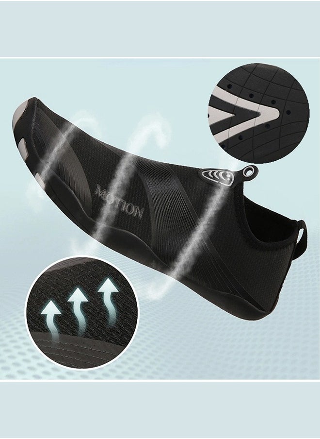 ShebSheb Beach Water Shoes for Women and Man,Slip-On And Non Slip Black Aqua Swimming Shoes for Pool Sea Beach Rubber Sole  - Image 5