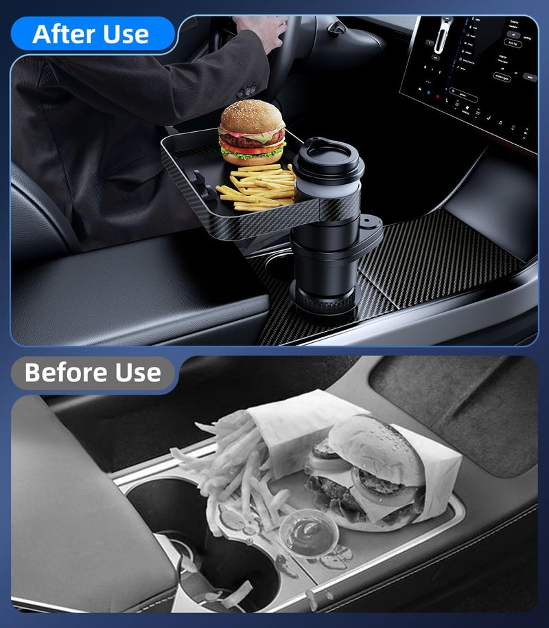 DICMKY Car Cup Holder (2.9 inches in Diameter) Tray Table, Swivel Car Food Tray for Passenger Seat for Eating, Cup Holder Expander with Phone Holder, Drink Holder for Car, Road Trip Essentials - Image 3
