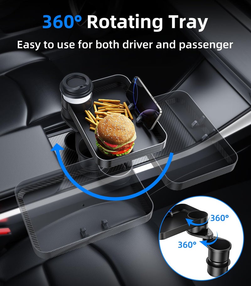 DICMKY Car Cup Holder (2.9 inches in Diameter) Tray Table, Swivel Car Food Tray for Passenger Seat for Eating, Cup Holder Expander with Phone Holder, Drink Holder for Car, Road Trip Essentials - Image 4